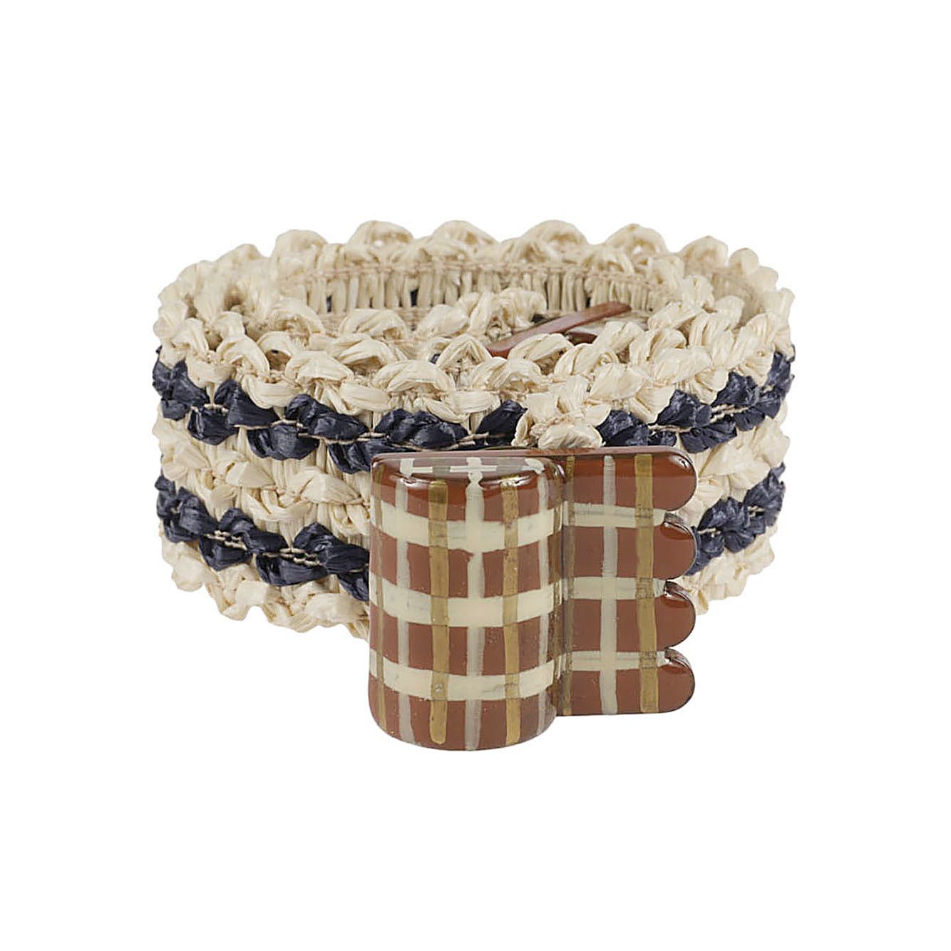 Exquisite J Striped raffia belt Belts