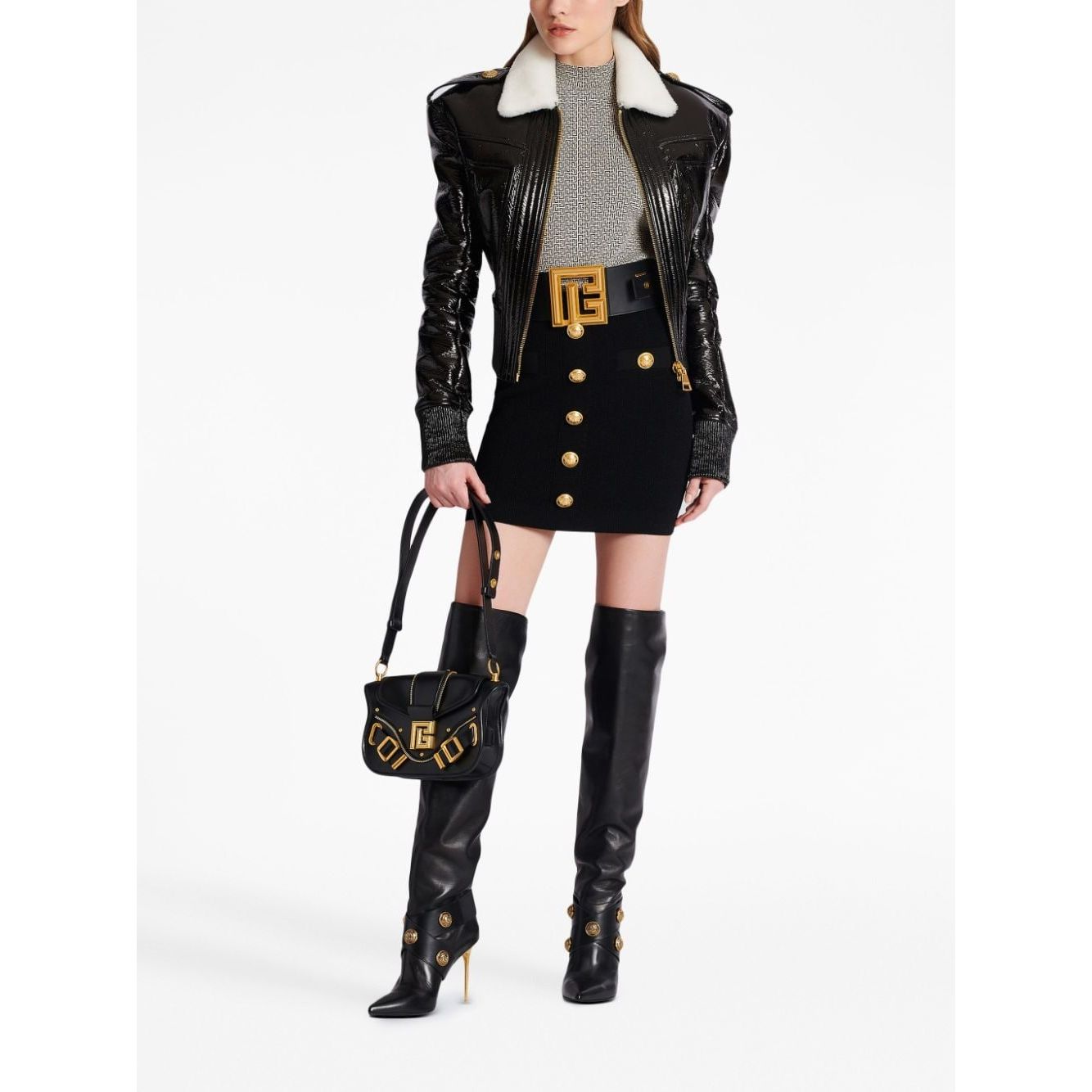 Balmain Button-detail knitted miniskirt Skirts