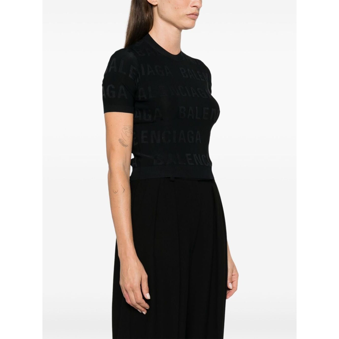 Balenciaga jacquard logo crop top Topwear