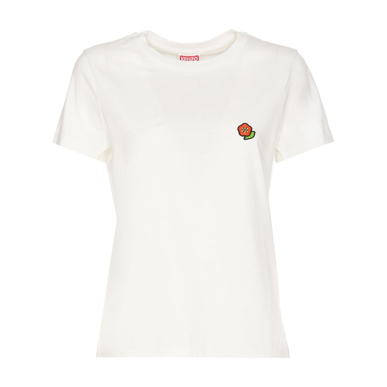 Kenzo white t-shirt featuring Boke Flower motif, crew neck, short sleeves, made of pop cotton, perfect for casual style.