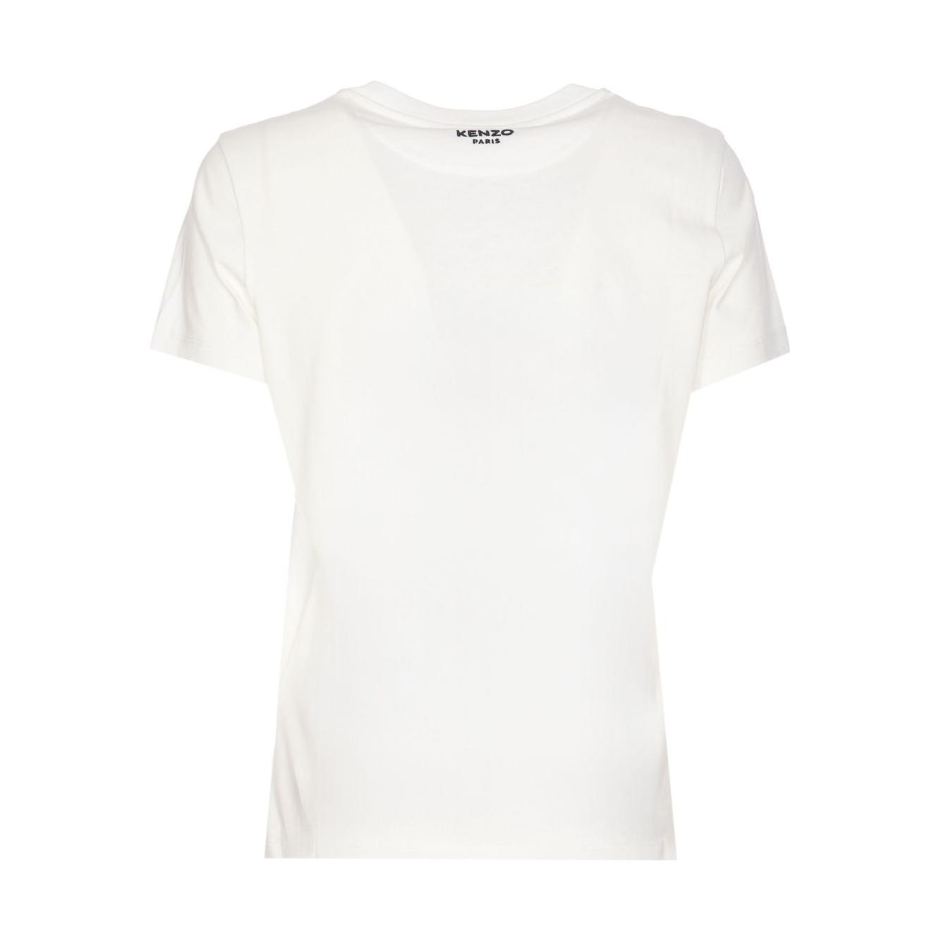 Kenzo white cotton t-shirt with Boke Flower motif, crew neck, short sleeves, classic fit, size S.