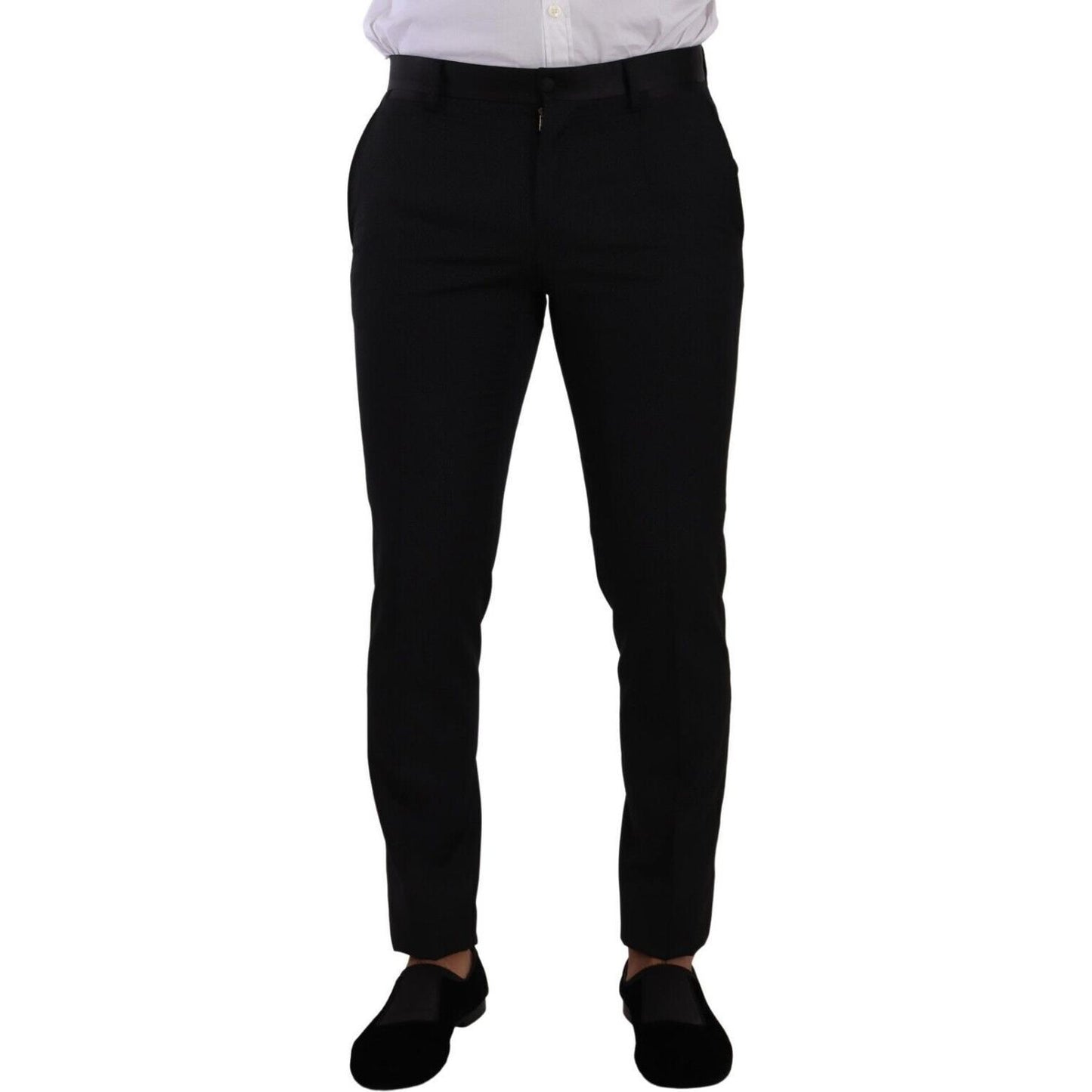 Dolce & Gabbana Elegant Black Patterned Wool-Silk Suit