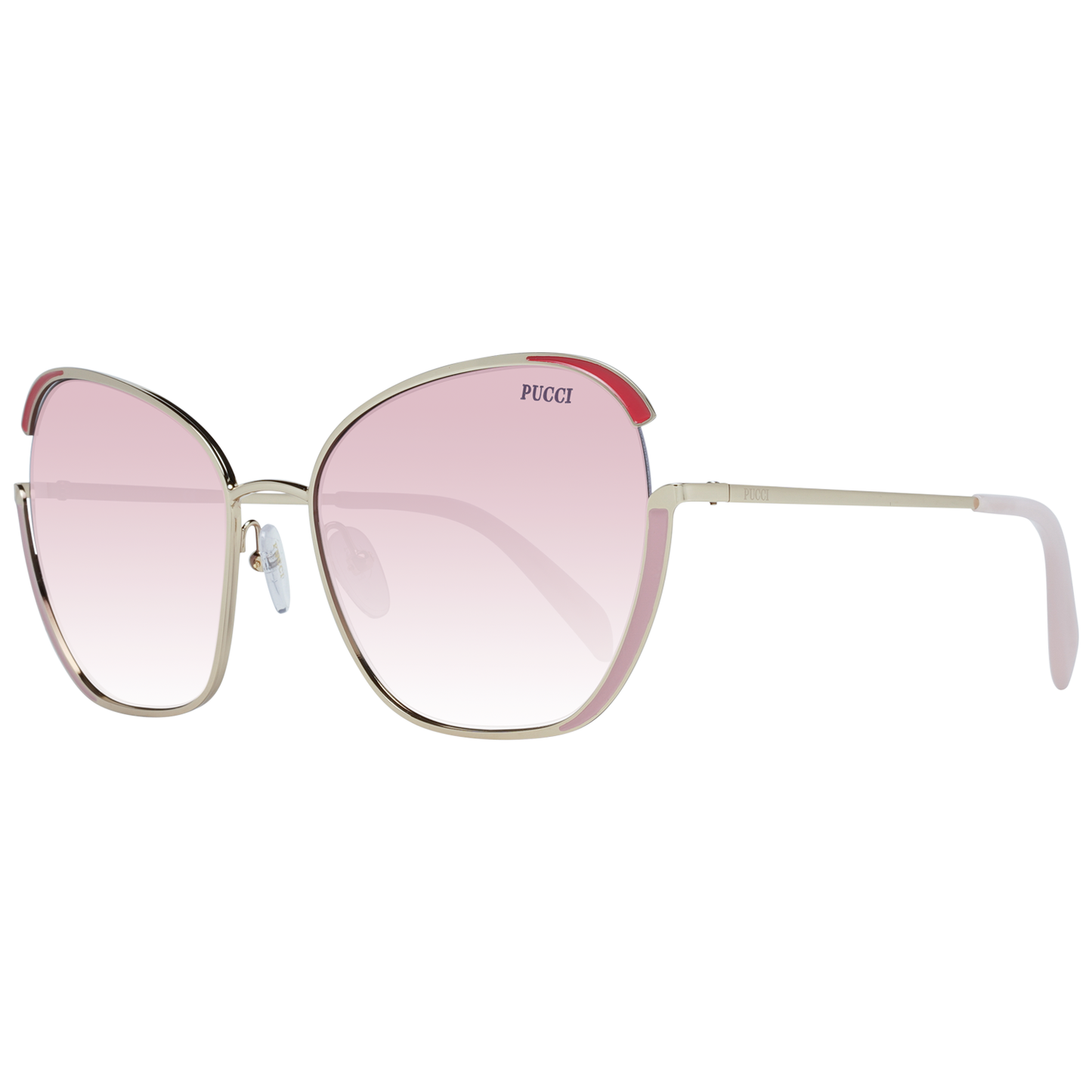 Emilio Pucci Gold Women's Sunglasses with Butterfly Style, Gradient Rose Lenses, Metal Frame, 100% UVA & UVB Protection