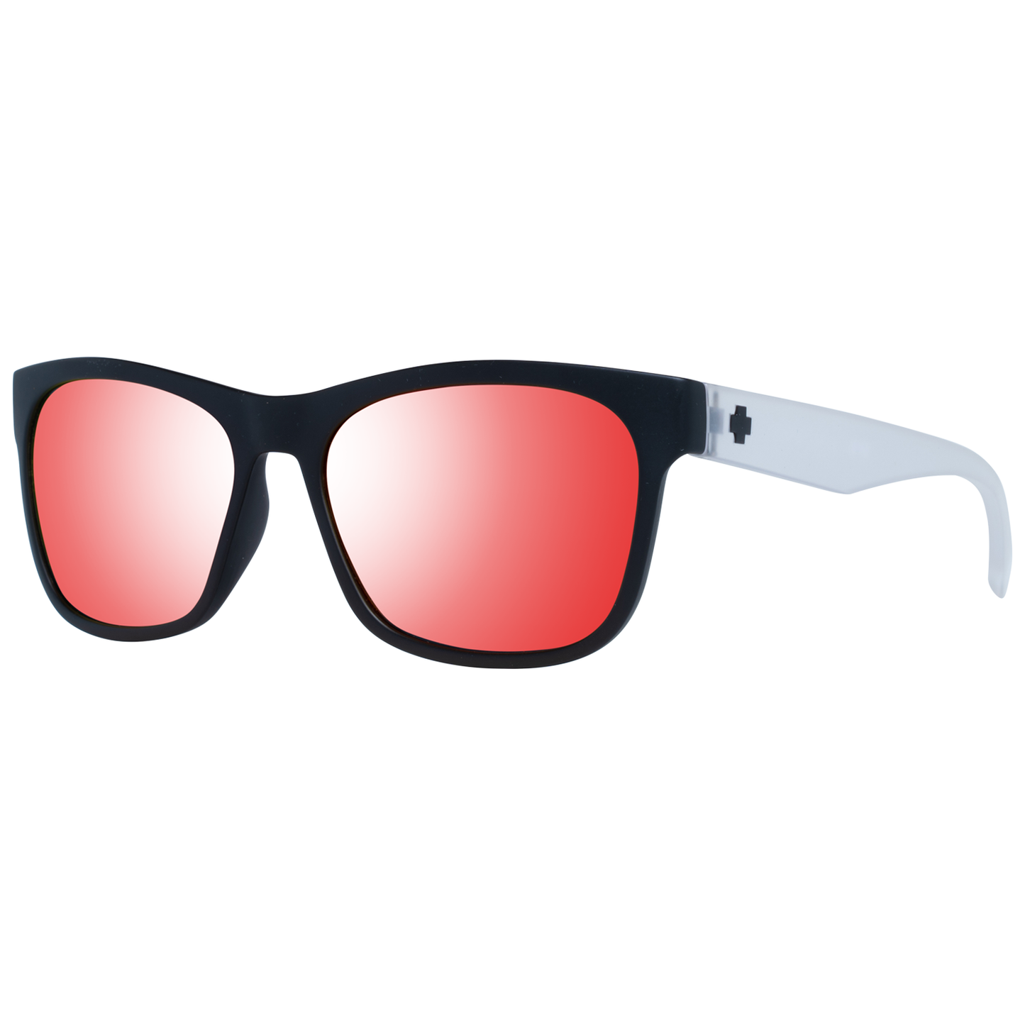 Unisex Spy Black Sunglasses with Mirrored Trapezium Lenses, Black Plastic Frame, Grey UV Protection Category Three Lenses.