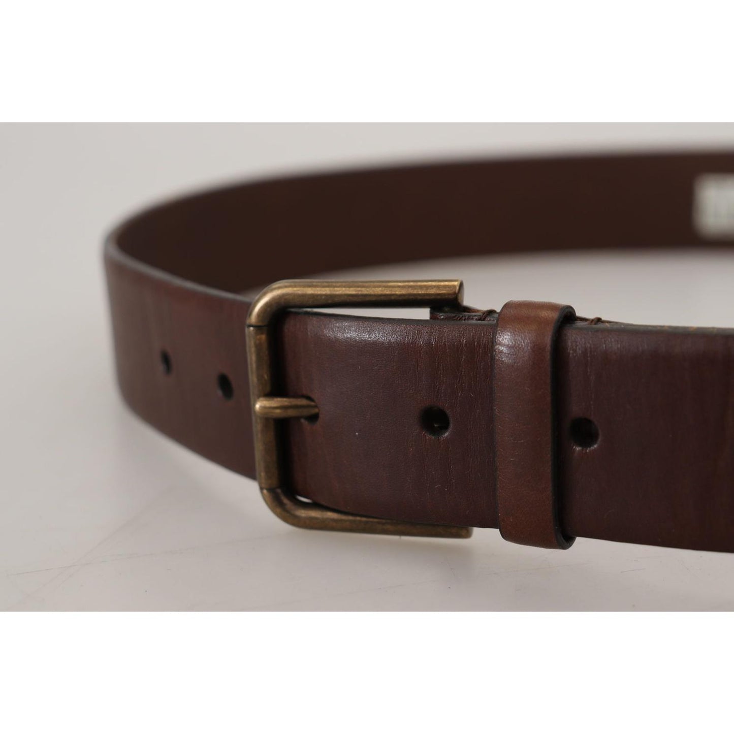 Dolce & Gabbana Elegant Brown Leather Belt with Metal Buckle Dolce & Gabbana Gray