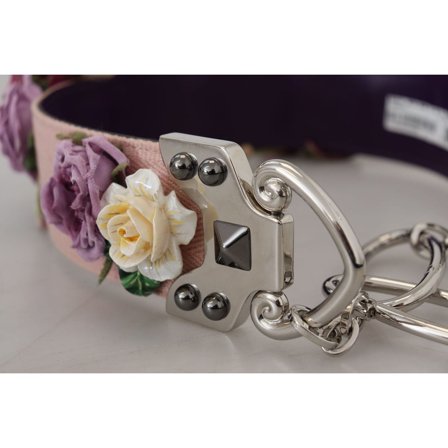 Dolce & Gabbana Multicolor Floral Appliques Metal Shoulder Strap