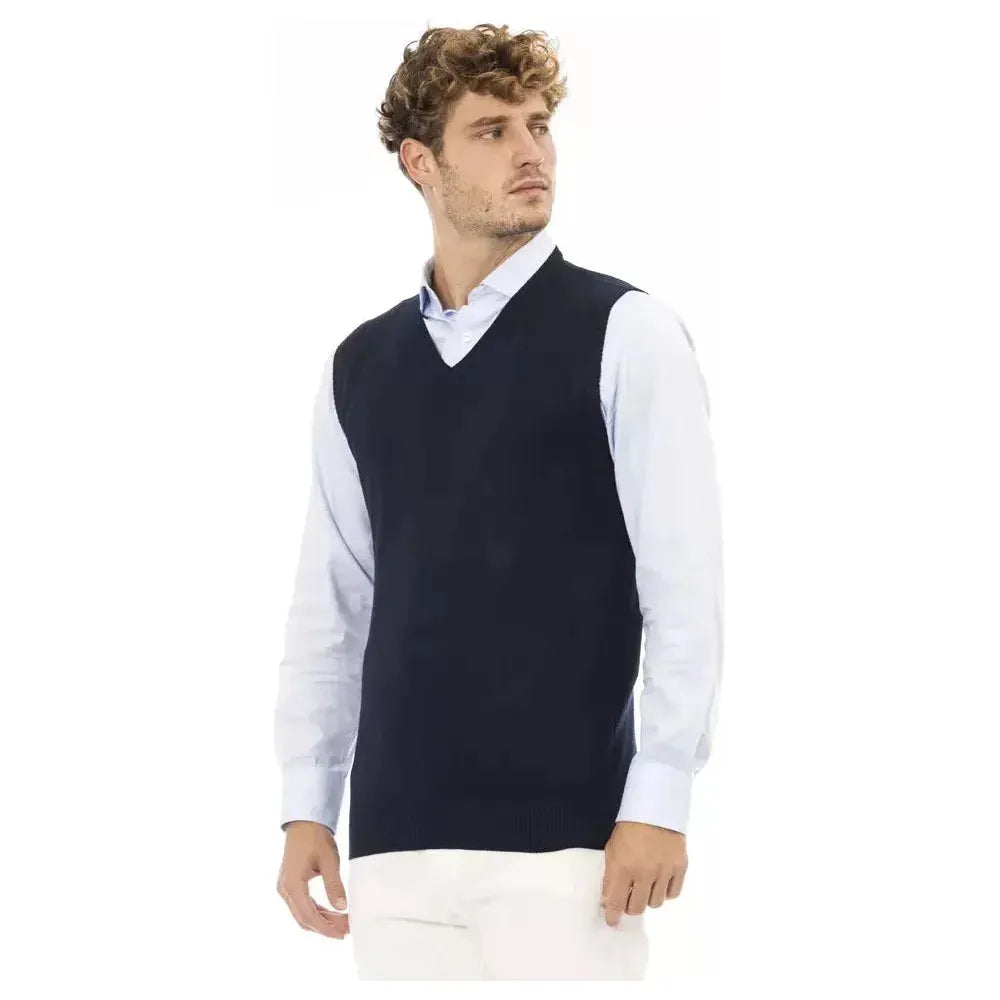 Alpha Studio Blue Viscose Men Jacket