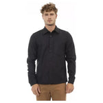 Alpha Studio Gray Wool Men Shirt Alpha Studio Dark Slate Gray