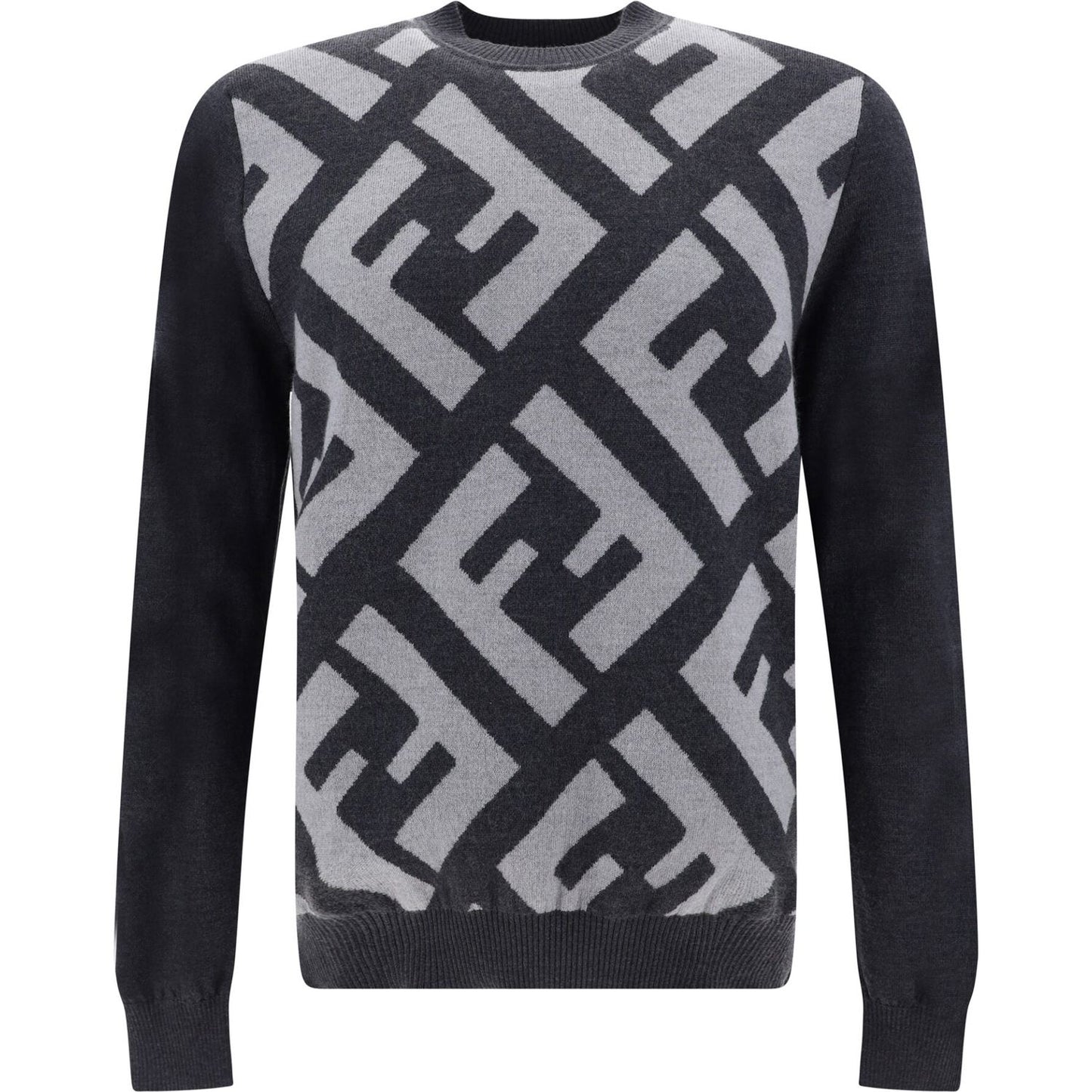Fendi Chic Grey Wool Iconic Logo Sweater Fendi Dark Slate Gray
