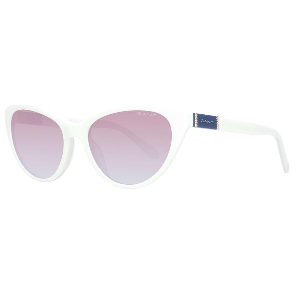 Gant cream cat eye women's sunglasses with gradient brown plastic lenses and full-rim plastic frame, 100% UVA & UVB protection.