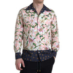 Dolce & Gabbana Cotton Polka Dot Lily Print Collared Shirt TSH84188-38