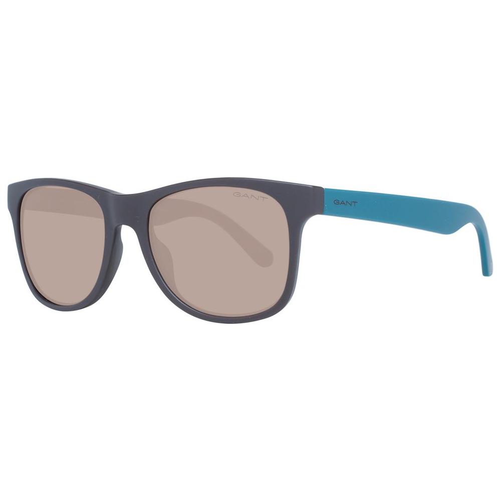 Gant Brown Men Sunglasses with plastic full-rim frame, mirrored lenses, 100% UVA & UVB protection, style trapezium, includes branded case.