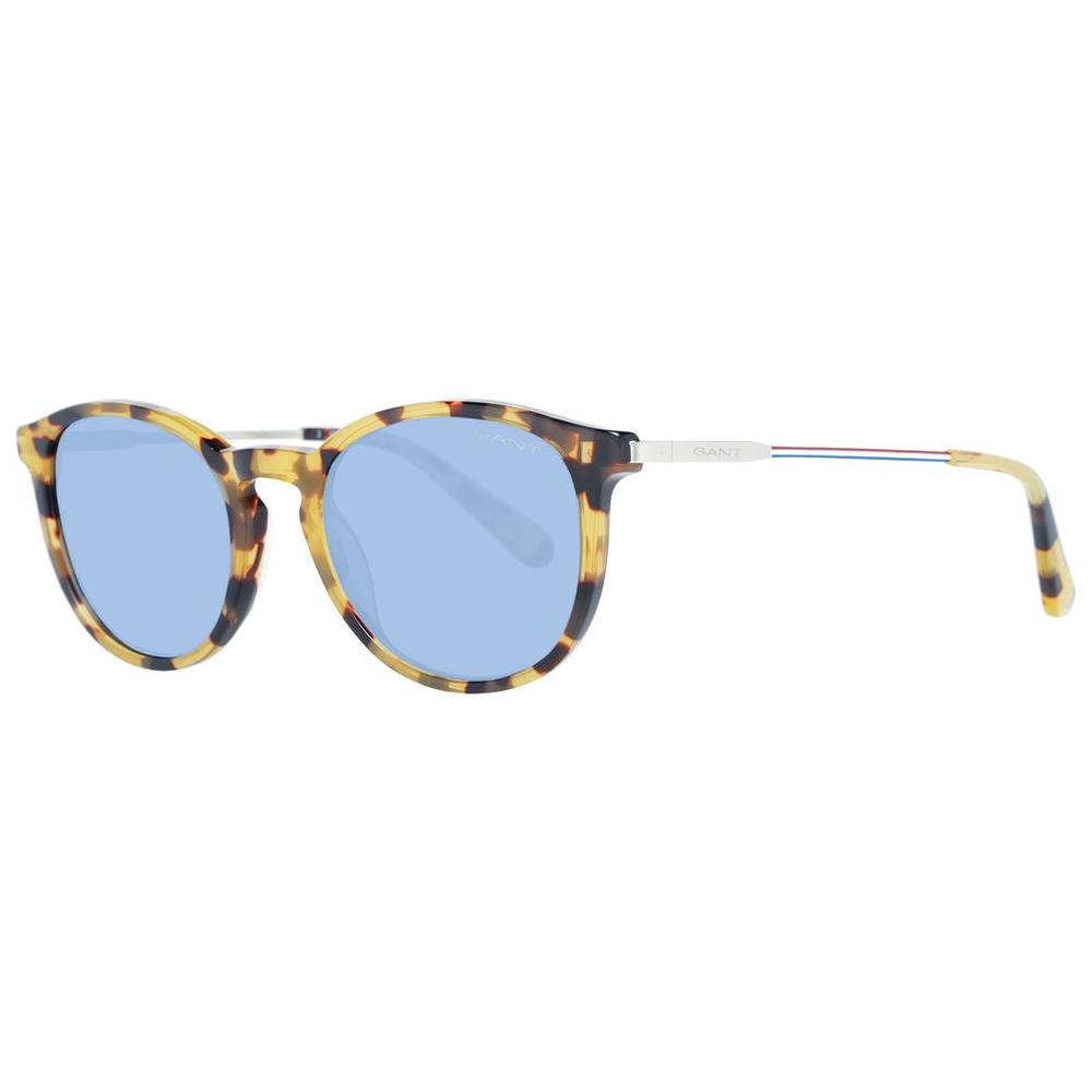 Gant multicolor men's round sunglasses with blue lenses, plastic full-rim frame, 100% UVA & UVB protection, includes branded case