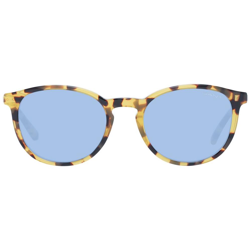 Gant multicolor men's sunglasses with blue lenses, full-rim round style, plastic frame, 100% UVA & UVB protection, size 53-20-140.
