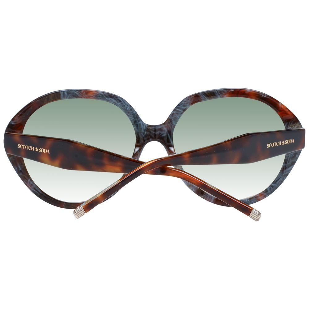 Scotch & Soda Women's Brown Round Sunglasses with Multicolor Gradient Lenses, Full-Rim Acetate Frame, UVA/UVB Protection
