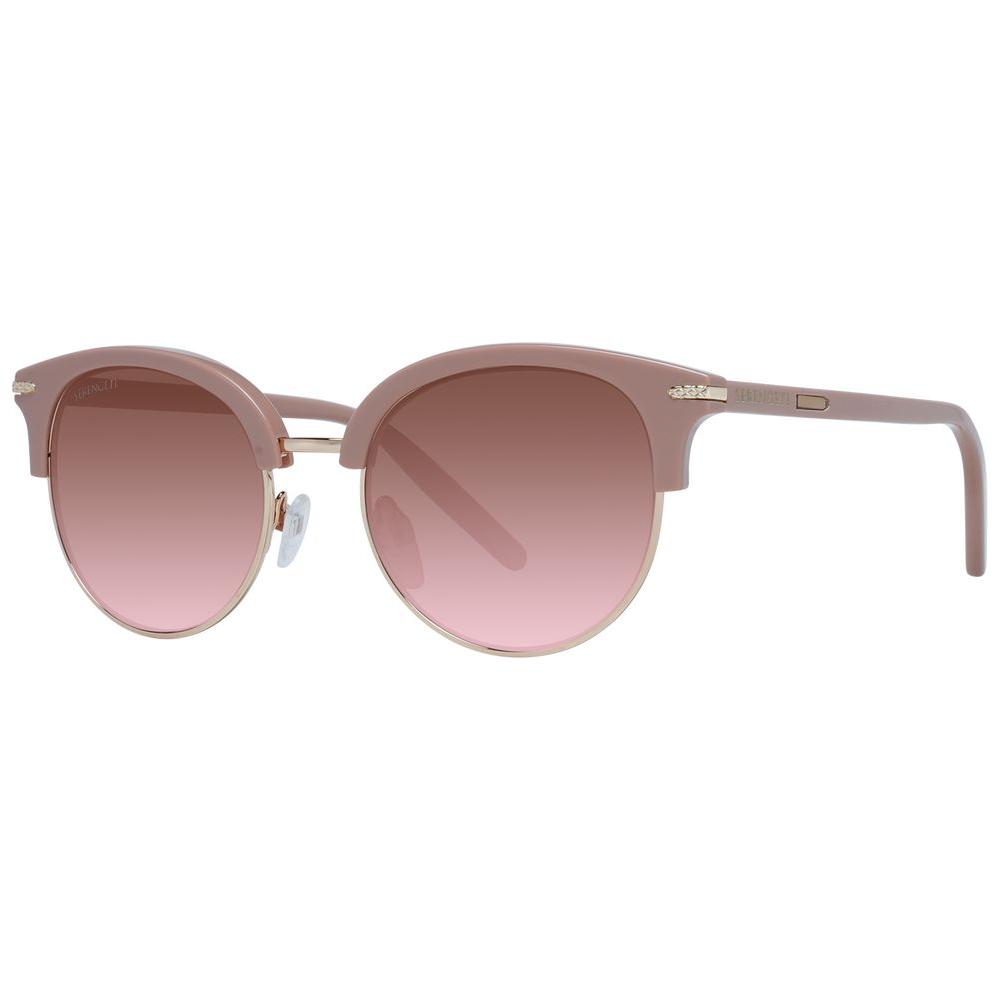 Serengeti Pink Women's Sunglasses with Rose Frame, Polarized Gradient Brown Lenses, Full-Rim Butterfly Style.