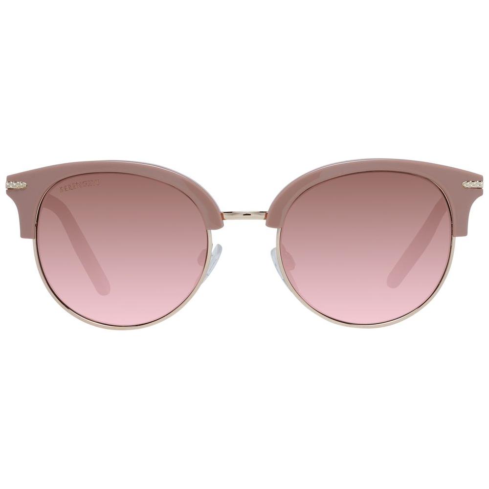 Serengeti Pink Women Sunglasses with rose acetate & metal frame, brown polarized gradient lenses, butterfly full-rim style.