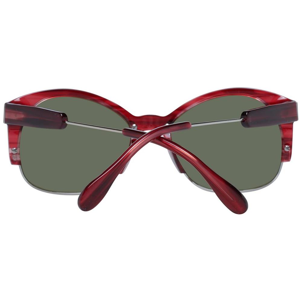 Serengeti Red Unisex Sunglasses with Acetate Metal Frame, Green Polarized Lenses, Full-Rim Round Style, 100% UV Protection.