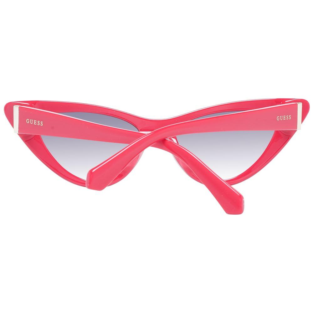 Guess red cat eye women's sunglasses with red plastic full-rim frame and gradient grey lenses, 100% UVA/UVB protection.