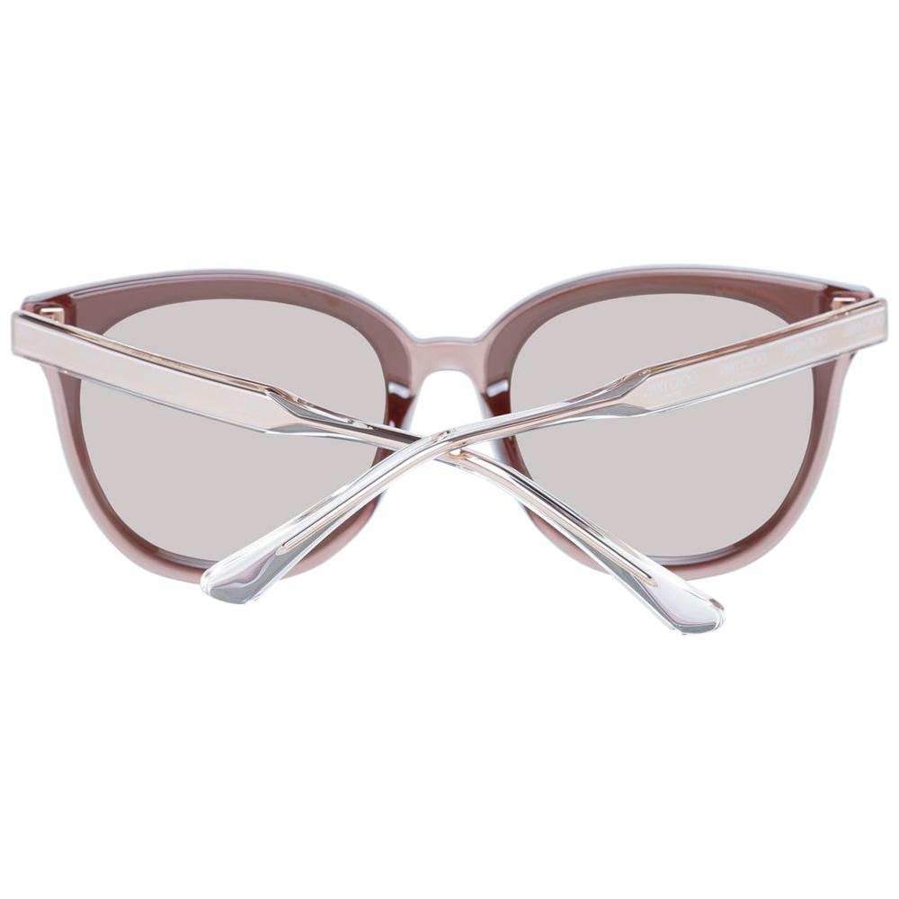 Jimmy Choo pink unisex cat-eye sunglasses with rose plastic frame and grey mirrored lenses, full-rim style, 100% UV protection