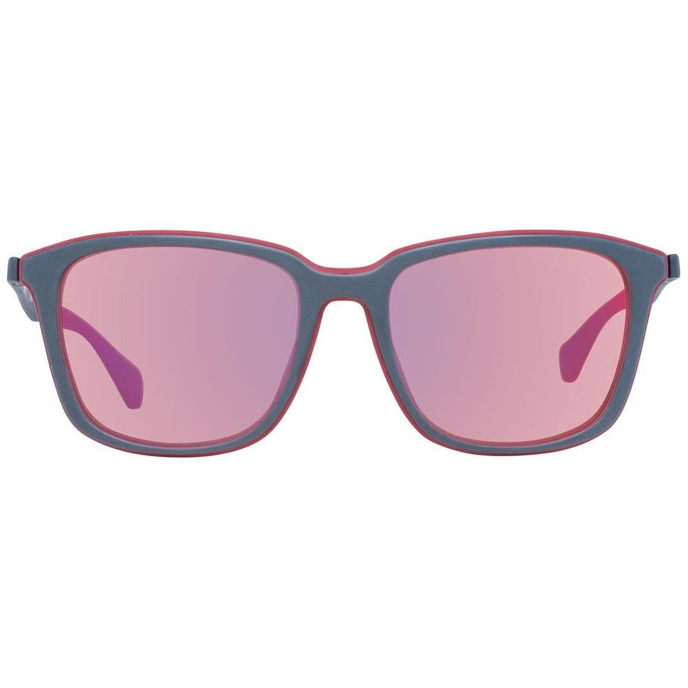 Hugo Boss multicolor men's sunglasses with square mirrored lenses, full-rim plastic frame, and 100% UVA/UVB protection.