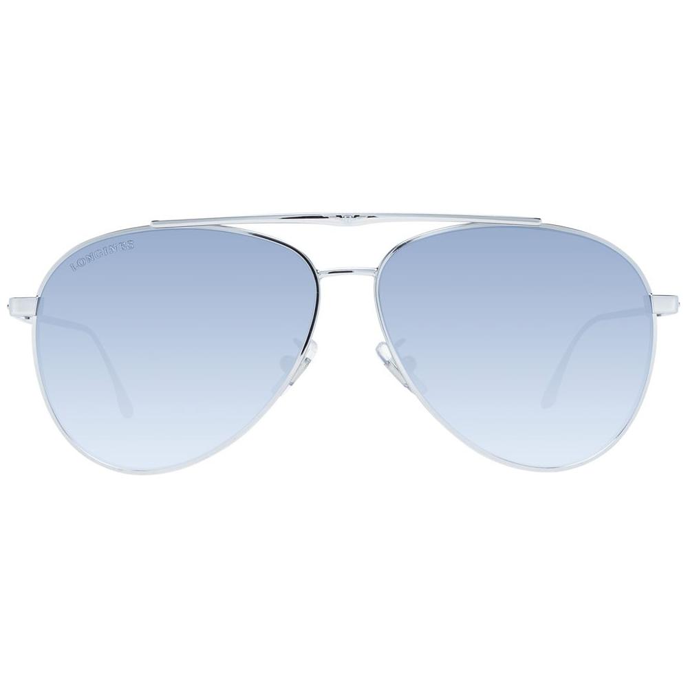 Longines gold metal aviator sunglasses with blue gradient lenses, full-rim frame, offering 100% UVA & UVB protection, comes with branded case.