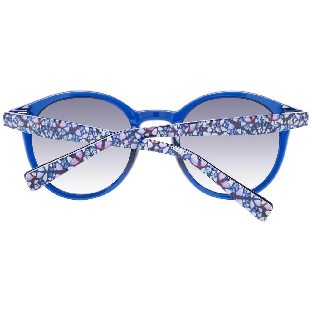 Ted Baker women's blue round sunglasses with gradient grey lenses, acetate frame, full-rim design, 100% UVA & UVB protection.