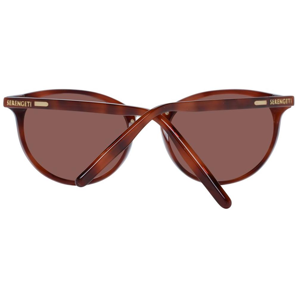 Serengeti Brown Women's Sunglasses with acetate and metal frame, polarized lenses, butterfly style, and full UVA & UVB protection.