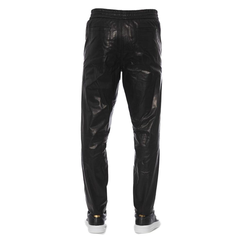 Trussardi Black Lamb Leather Men Pant