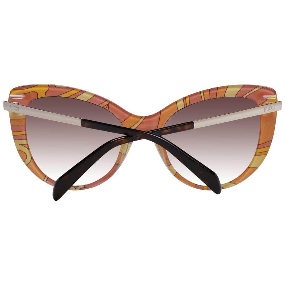 Emilio Pucci brown butterfly full-rim sunglasses for women with gradient lenses and branded case.