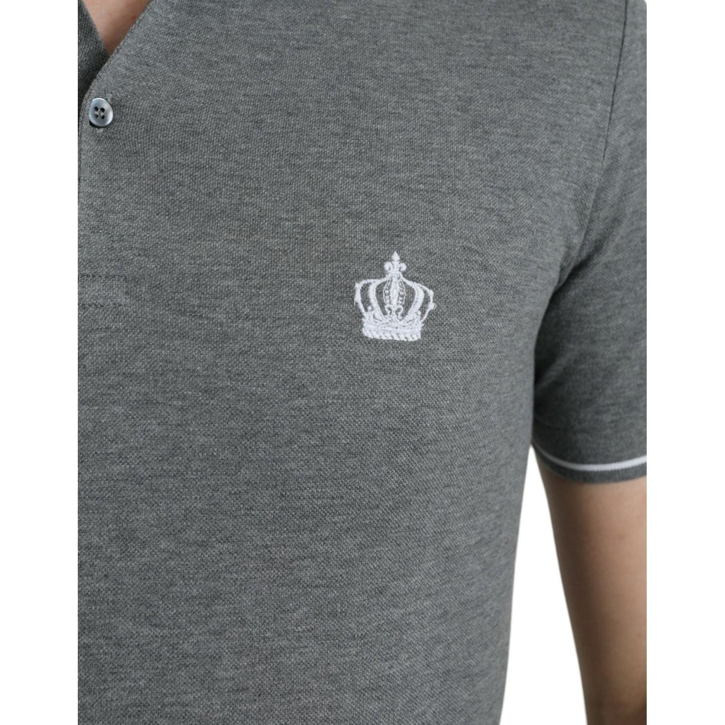Dolce & Gabbana Gray Collared Short Sleeve Crown T-shirt