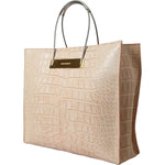 Balenciaga Pink Exotic Leather Embossed Cable Handle Shopper Tote Bag