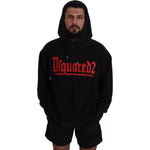 Dsquared² Black Cotton Hooded Printed Men Pullover Sweater Dsquared² Black