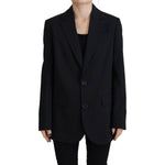 Dsquared² Black Flower Single Breasted Coat Blazer Dsquared² Black