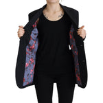 Dsquared² Black Flower Single Breasted Coat Blazer Dsquared² Black