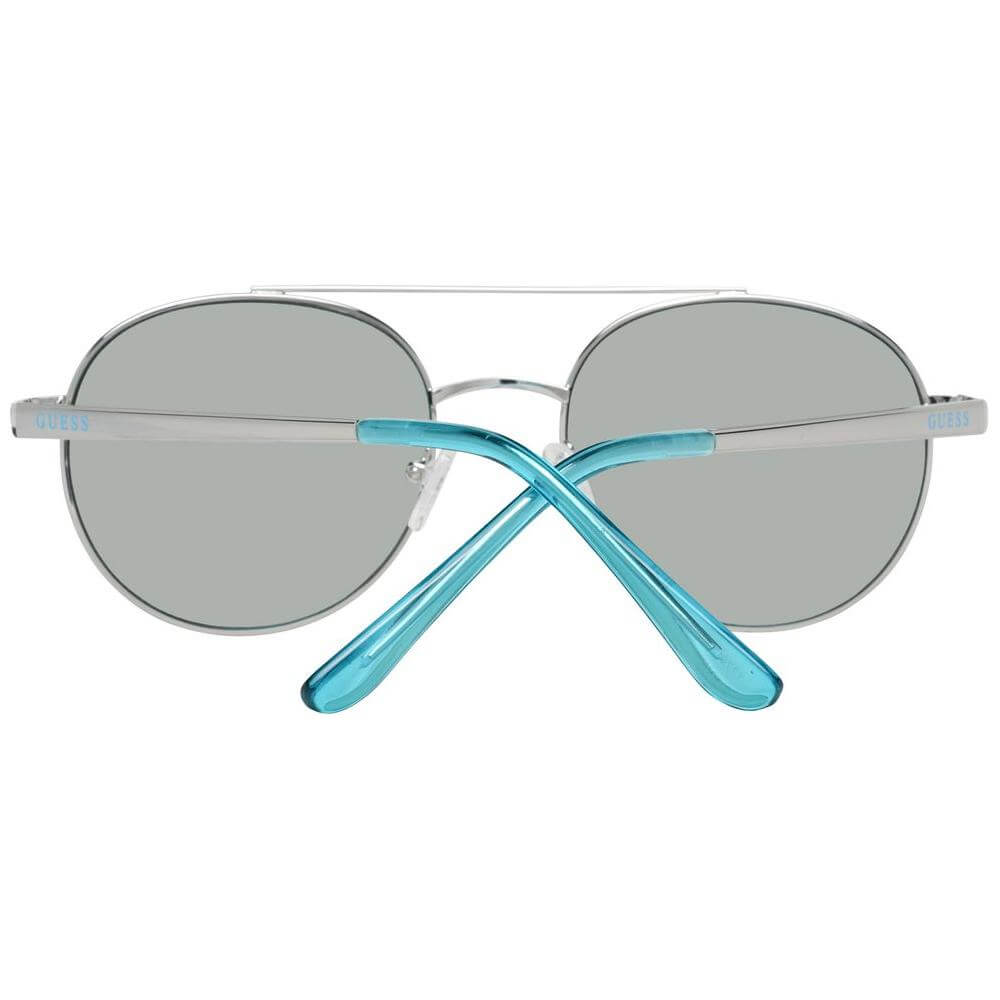 Guess turquoise aviator sunglasses for women with mirrored lenses, metal frame, and 100% UV protection.