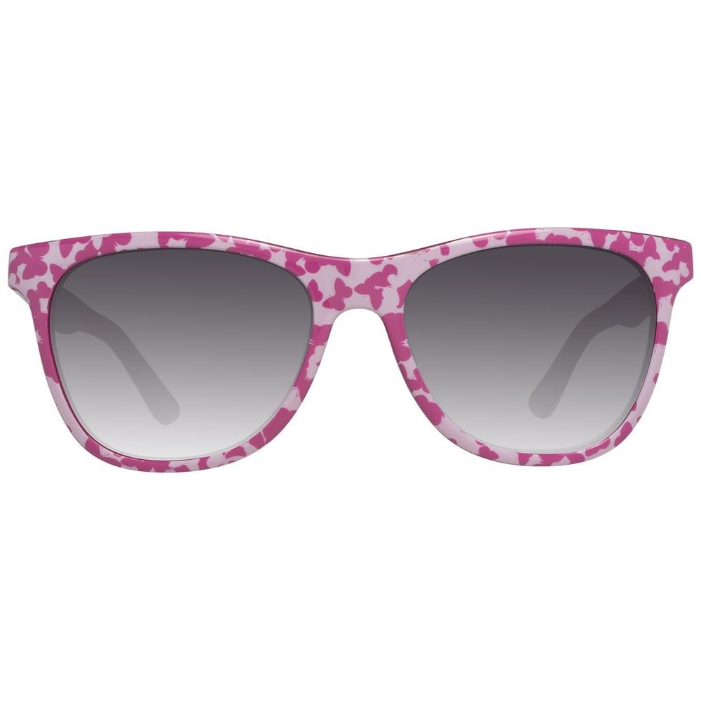 Joules pink women sunglasses with rose plastic frame, grey gradient lenses offering 100% UVA & UVB protection. Includes branded case.