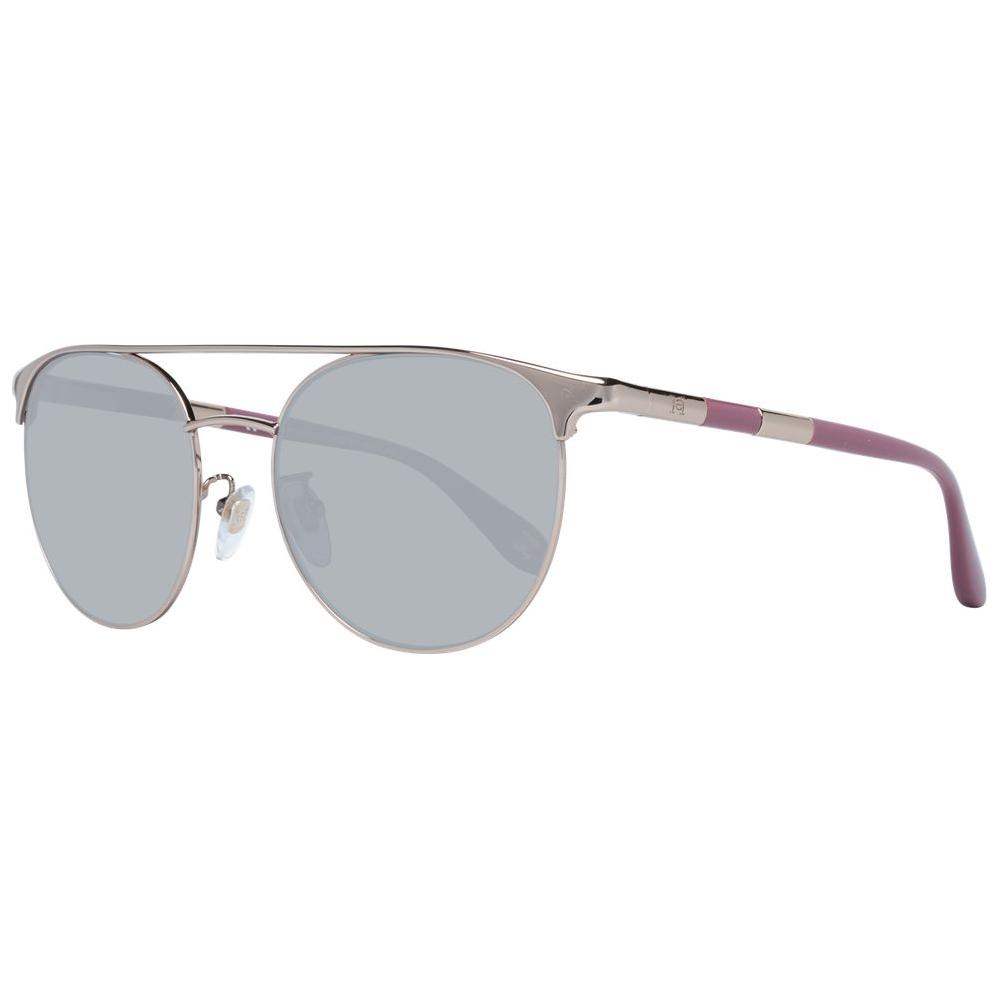 Carolina Herrera silver women's aviator sunglasses with full-rim design, blue lenses, and silver metal and plastic frame.