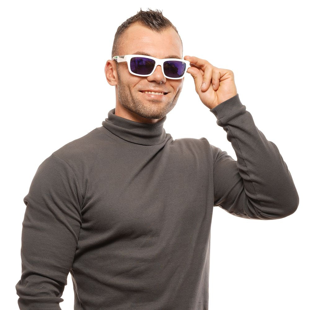 Man wearing Bolle white unisex full-rim sunglasses with green mirrored lenses