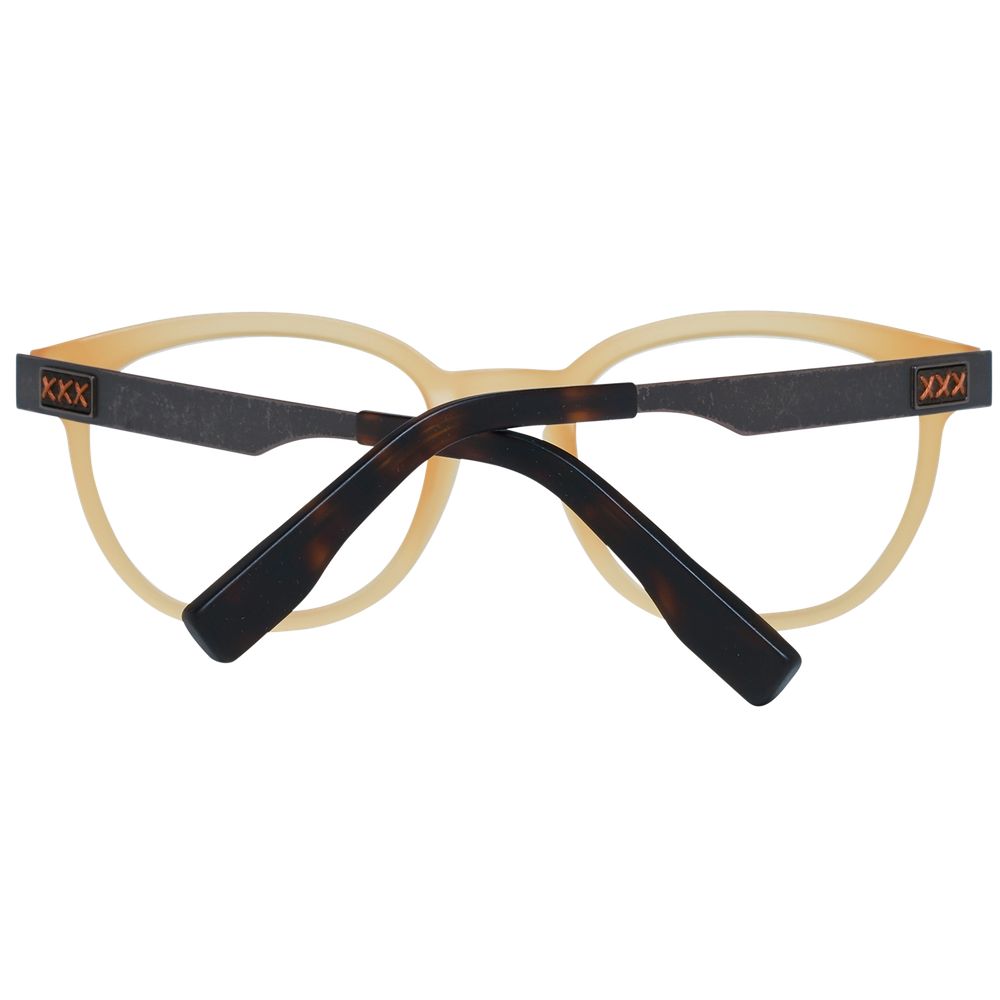 Ermenegildo Zegna Orange Men Glasses Frame, honey round style with metal & plastic frame, full-rim, includes branded case.