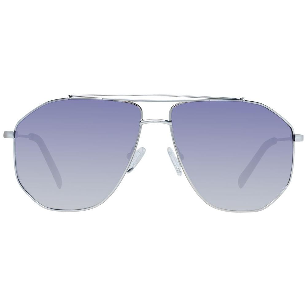 Guess Silver Men Aviator Sunglasses with Blue Gradient Lenses, Full-Rim Metal Frame, 100% UVA & UVB Protection