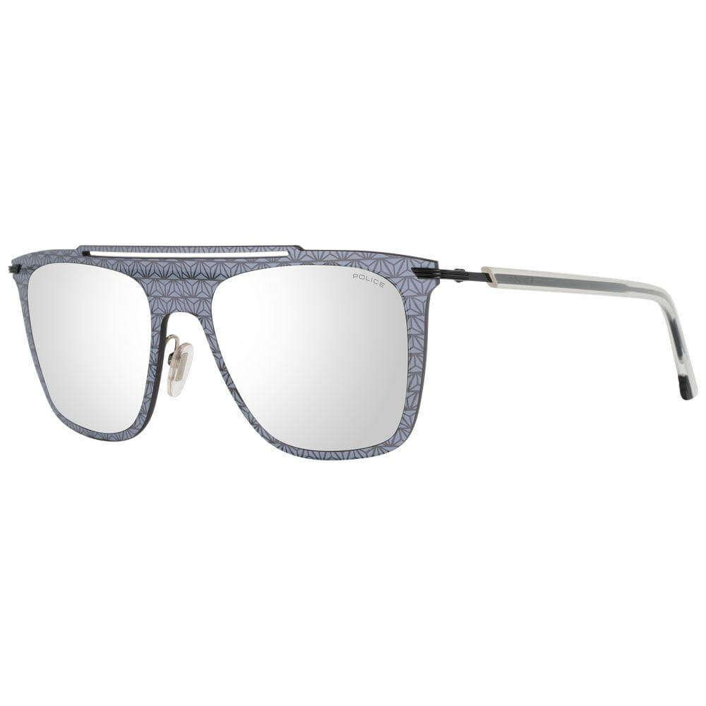 Police Gray Men Aviator Sunglasses with Mirrored Plastic Lenses and Grey Frame