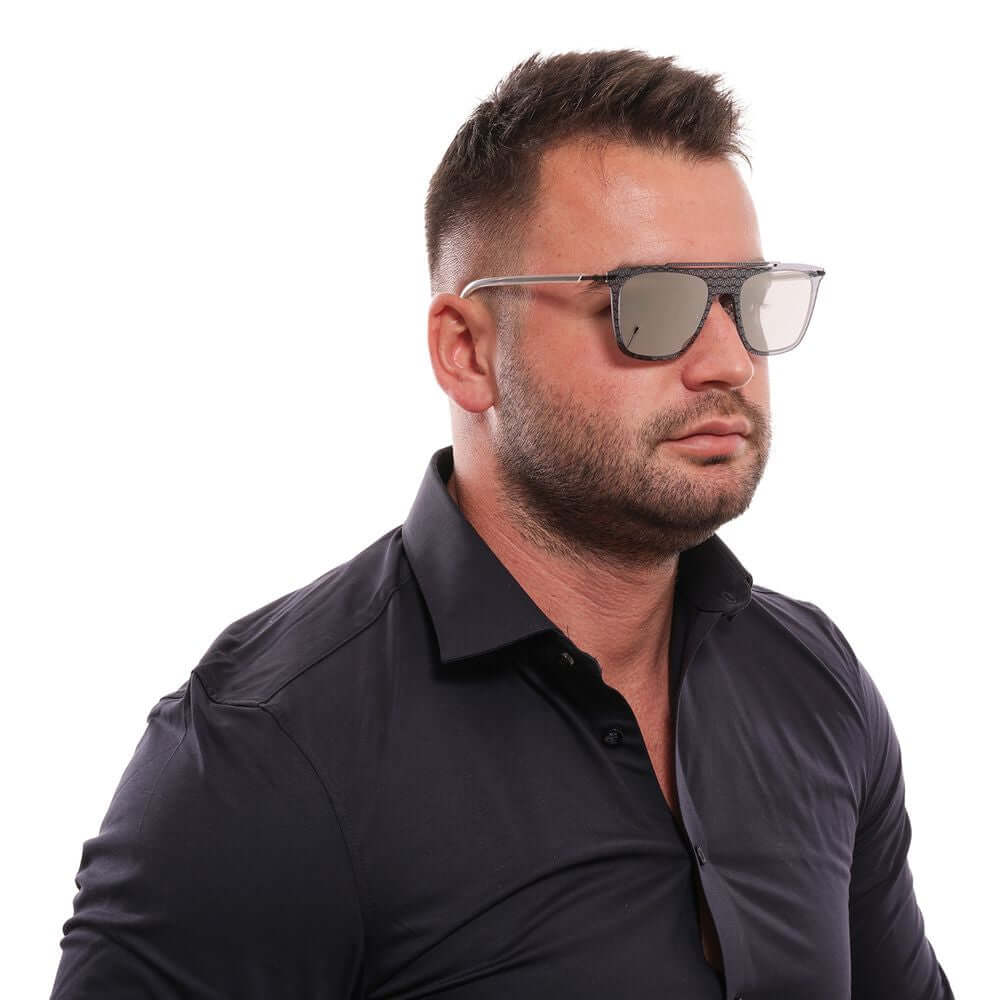 Man wearing Police Gray Aviator Sunglasses with mirrored lenses.