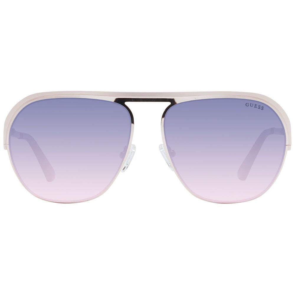 Guess Rose Gold Unisex Aviator Sunglasses with Purple Gradient Lenses, Metal Frame, Full-Rim, 100% UVA & UVB Protection