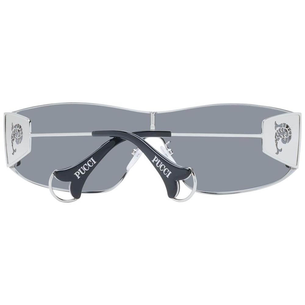 Emilio Pucci gray women's sunglasses with full-rim metal frame and mono lens, 100% UVA & UVB protection, includes branded case.