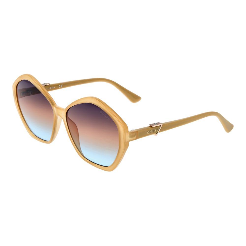 Guess Brown Women's Sunglasses with multicolor gradient lenses, plastic full-rim square frame, 100% UVA & UVB protection.