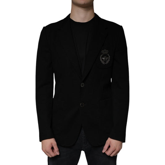 Dolce & Gabbana Black Crown Bee Single Breasted Coat Blazer
