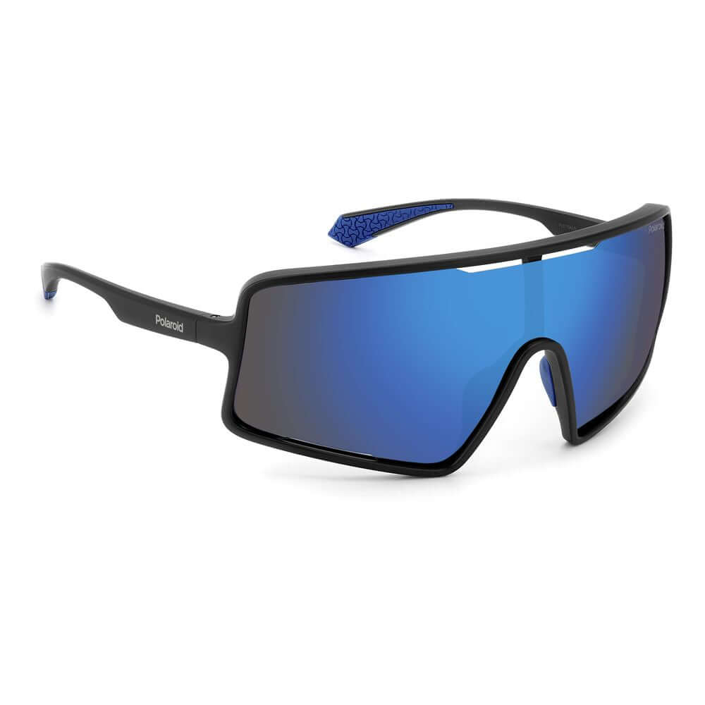 Polaroid blue resin sunglasses with 100% UV polarized protection, men’s style PLD7045SFLLJ9, measuring 99/17/130 mm.