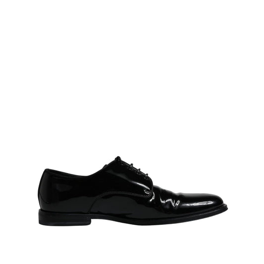 Dolce & Gabbana Black Leather Lace Up Men Derby Formal Shoes