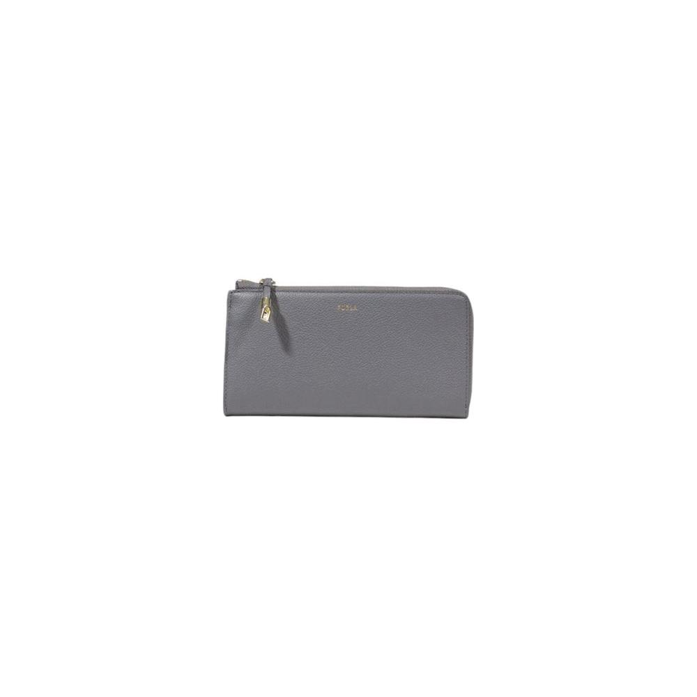 Furla gray leather wallet for women, Fall/Winter collection, elegant design, 100% leather, stylish and functional accessory.